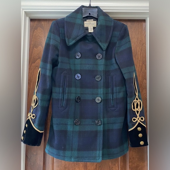 Denim & Supply Ralph Lauren Tartan Wool Blend Pea Coat Sz M - Picture 1 of 8